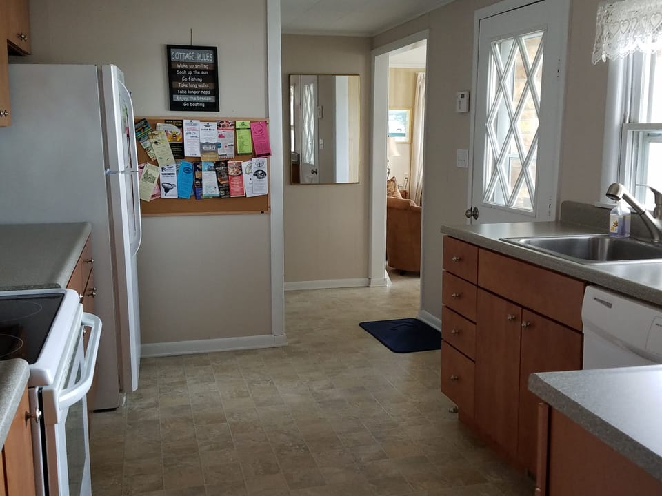 Kitchen on the main level facing the living/dining area