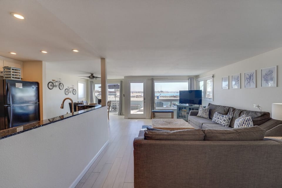The first floor has living area with direct views of Mission Bay!