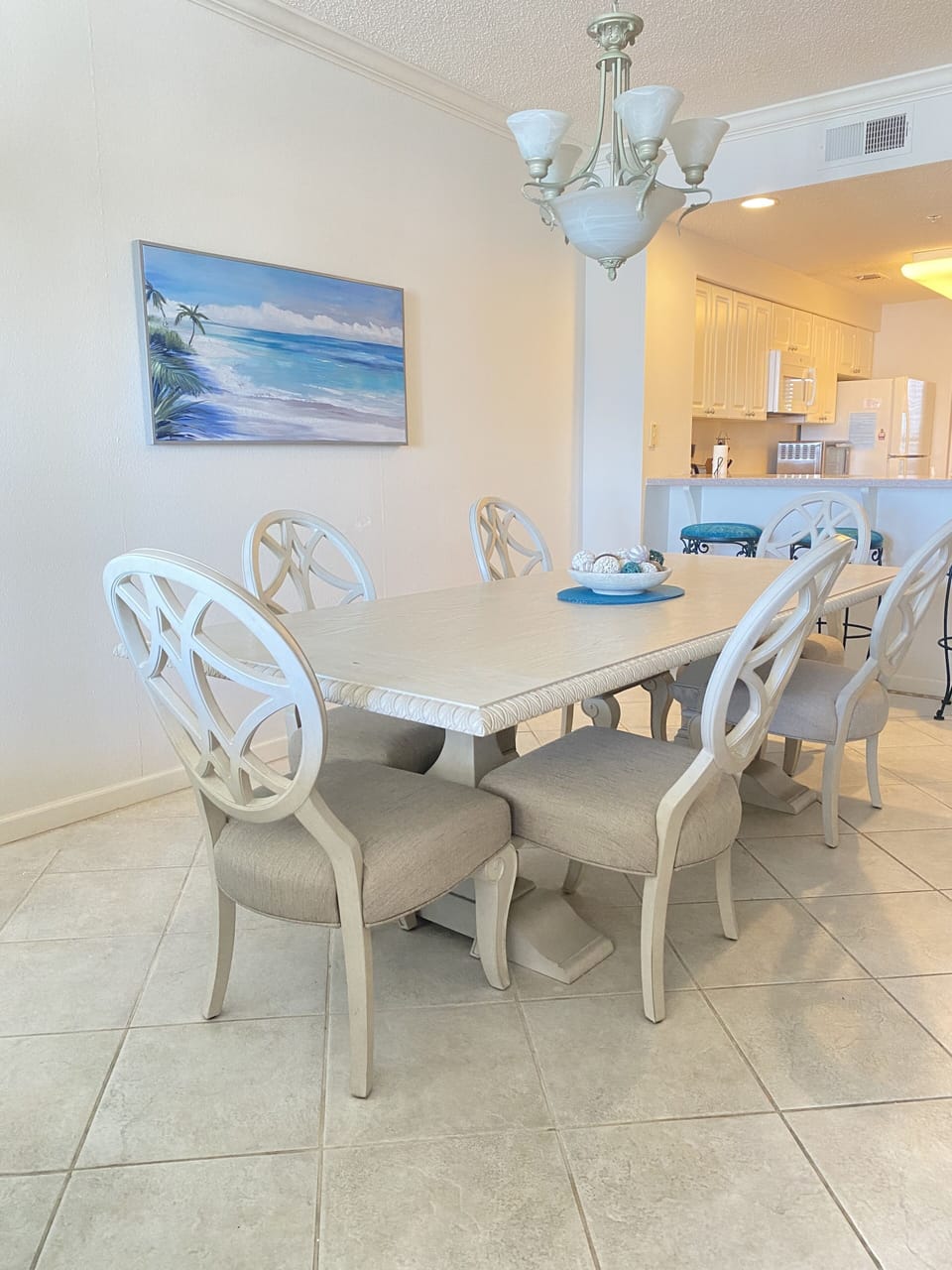 Dining Table for 6 with counter barstool seating for 3