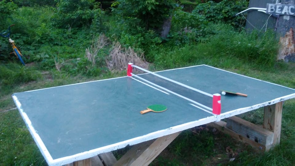 Outdoor ping pong table. 
