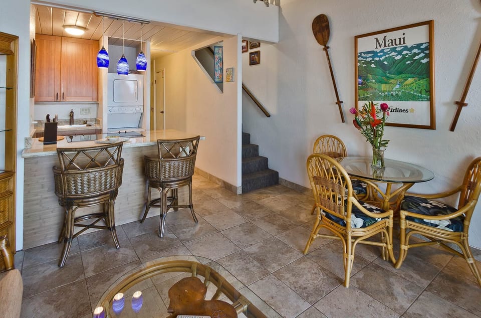 Dining room table and bar area