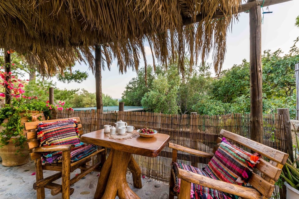 "Natura cottages at Makris Gialos"
Patio in nature with sea  & mountain view 