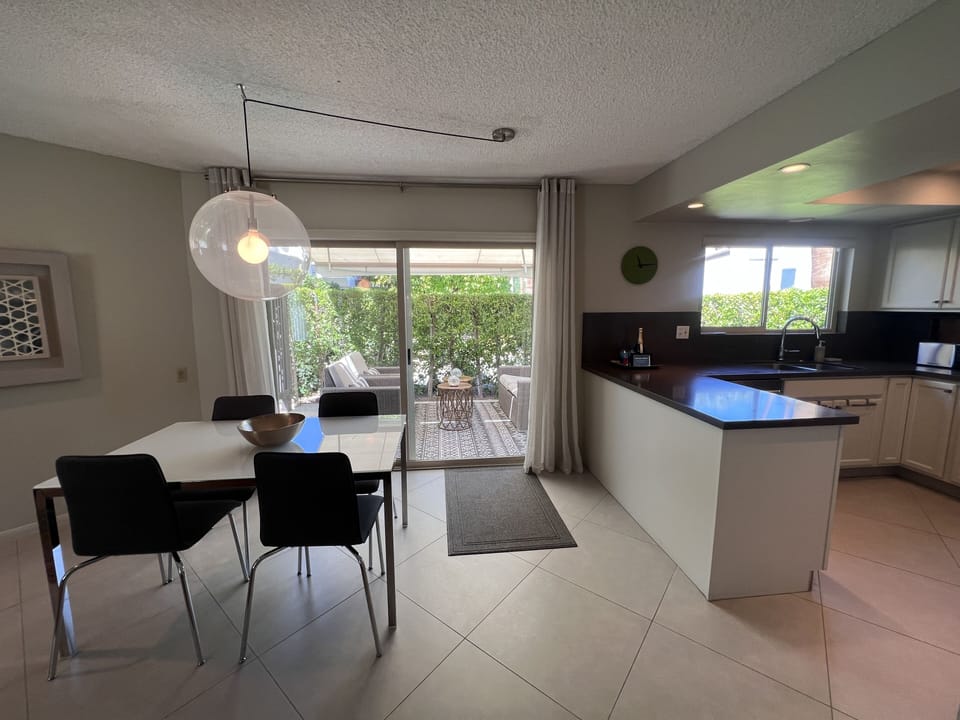 Dining room and kitchen.
