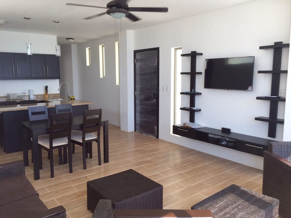 Spacious living room and the kitchen