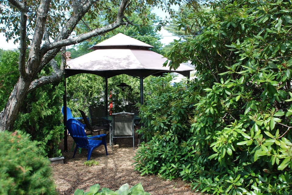 Gazebo in garden sitting area