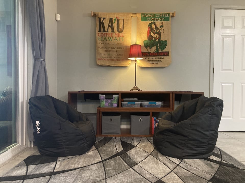 Kids area with books, games and toys