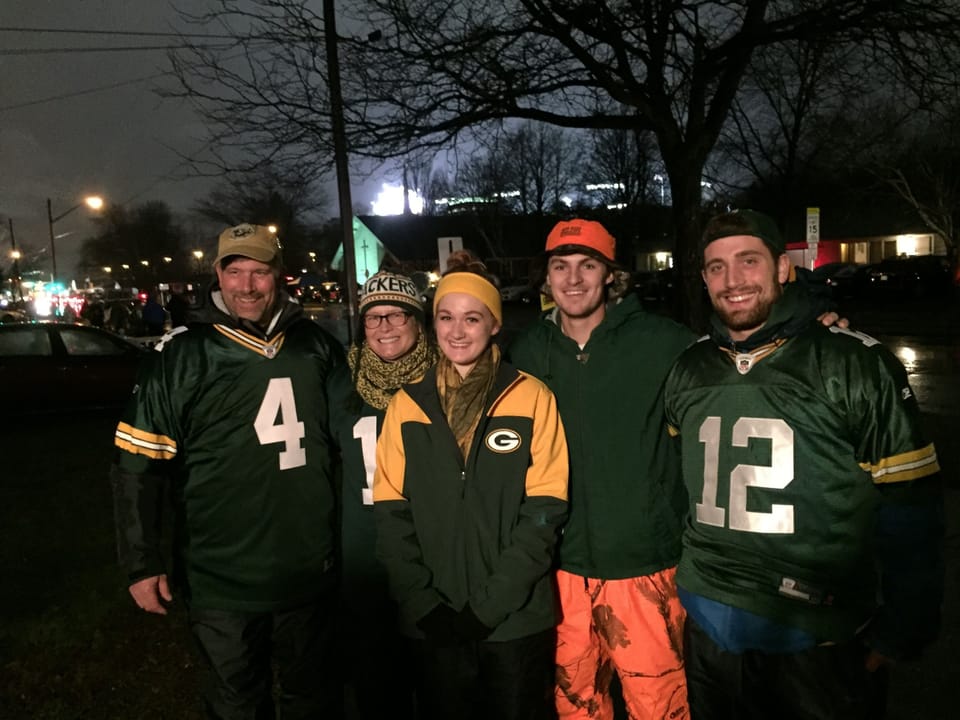 Pic from driveway;  Night game, see the stadium lights overhead