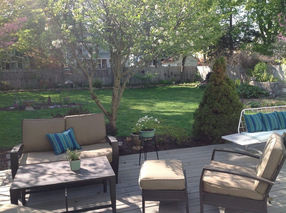 Relax after track in our private backyard