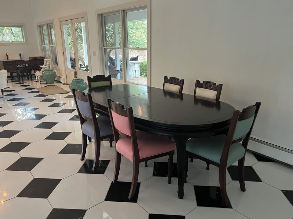 Dining table opens to seat 10