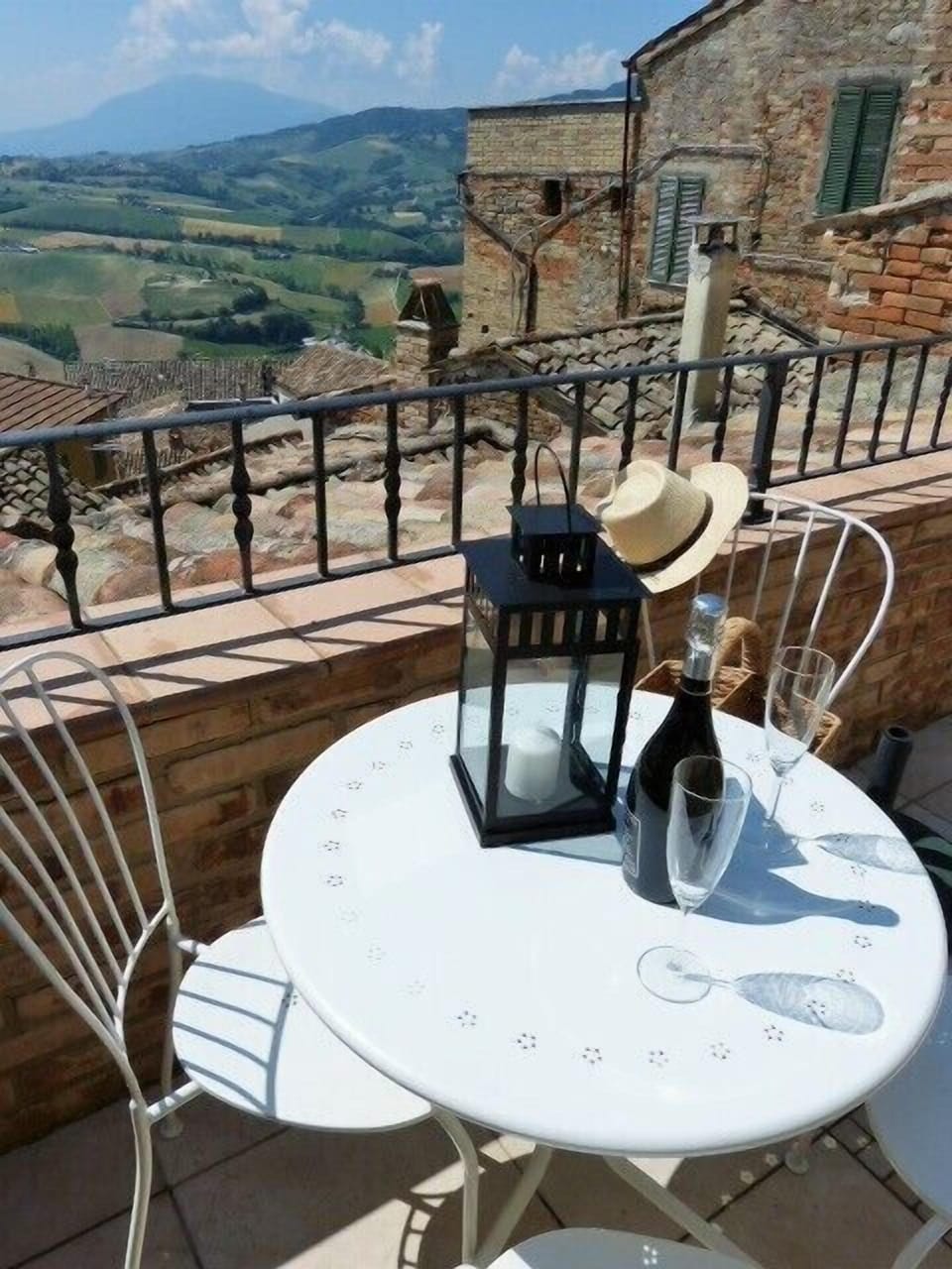 Roof terrace with views of the rooftops and countryside