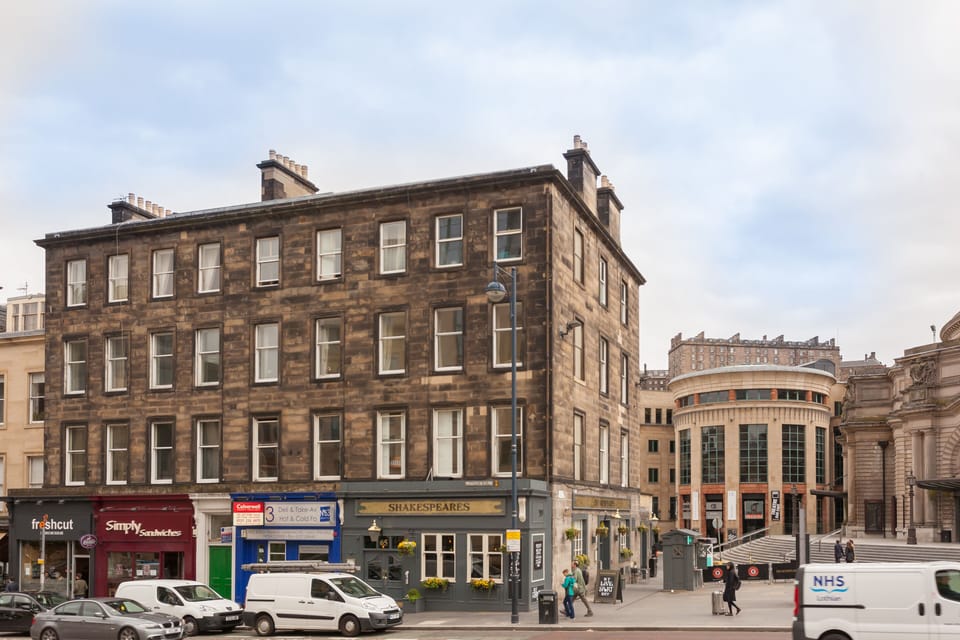 flat is on 2nd floor. Traverse Theatre is in the background