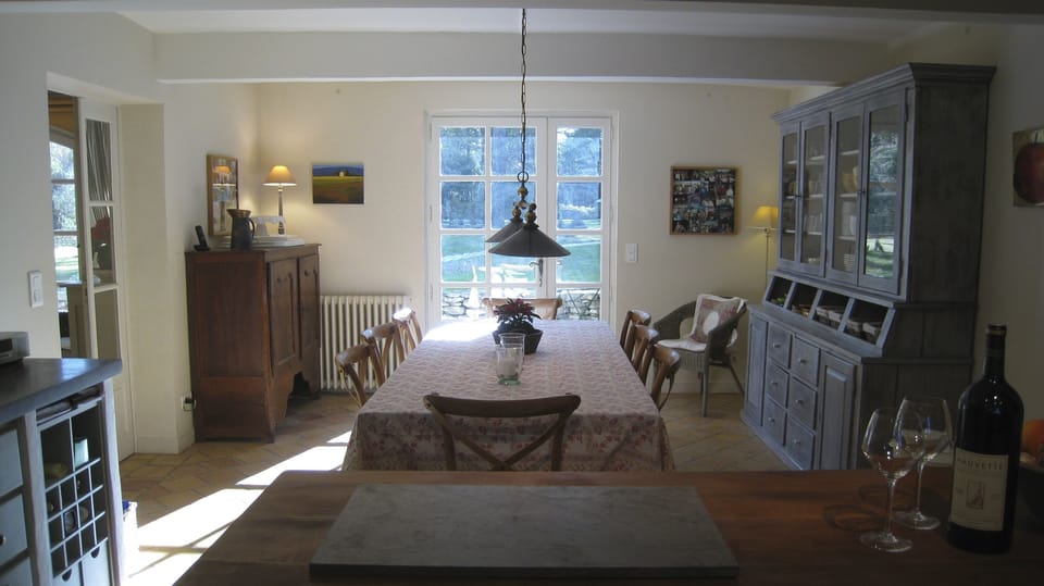 kitchen with doors onto the terrace