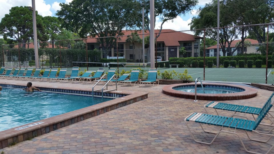 The hot tub adjoining the lap pool
