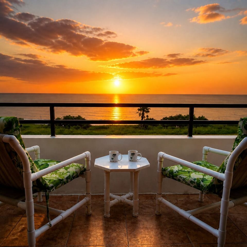 Sunrise coffee on a private balcony