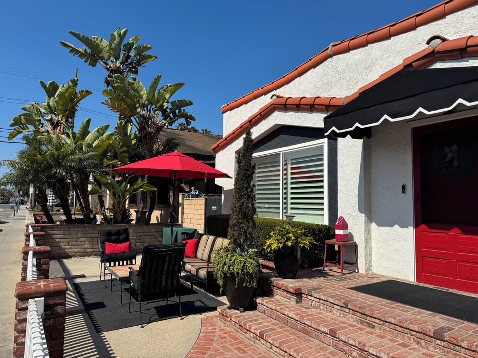 Front yard with seating area
