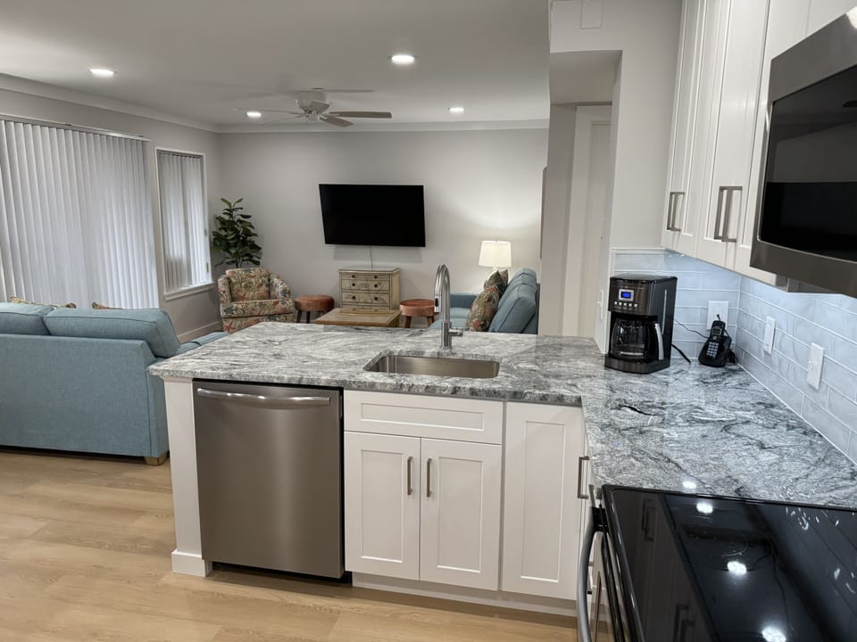 Grab a snack or drink in the kitchen and never miss any entertainment