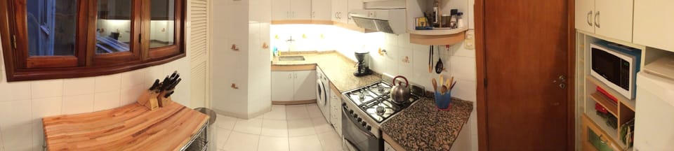 Kitchen features prep station, high end gas stove, great cookware, 
& microwave.