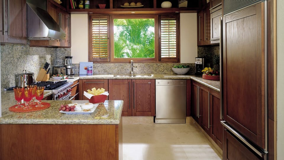 Large kitchen with Wolfe range and Sub-Zero fridge (remodeled since photo taken)