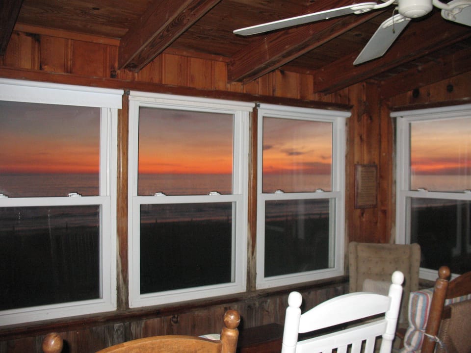 Watching the sunset from the porch.