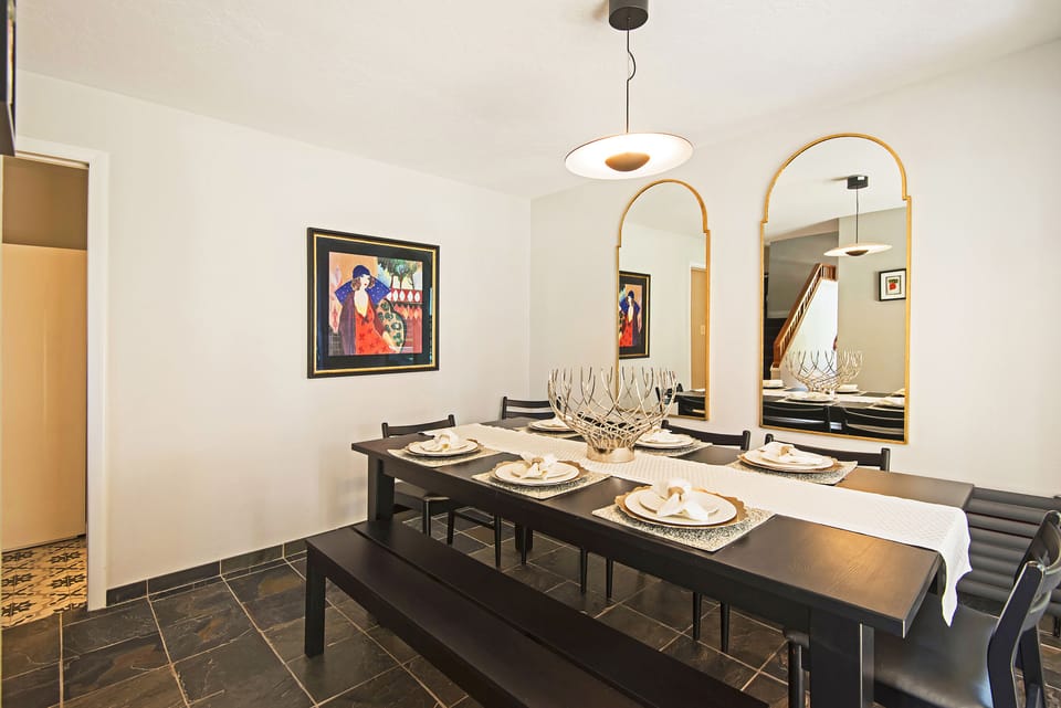 Dining room on main level.  Table expands to seat up to 12 (cozily)!