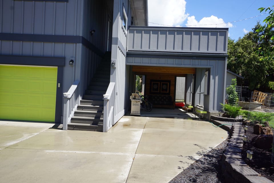 Entrance to the suite is under the carport.  Parking in front of the carport.