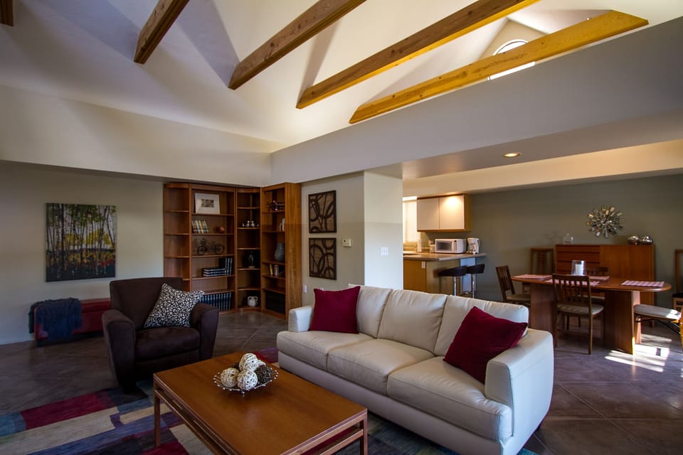 Cathedral Ceiling in Living, Dining and Kitchen 