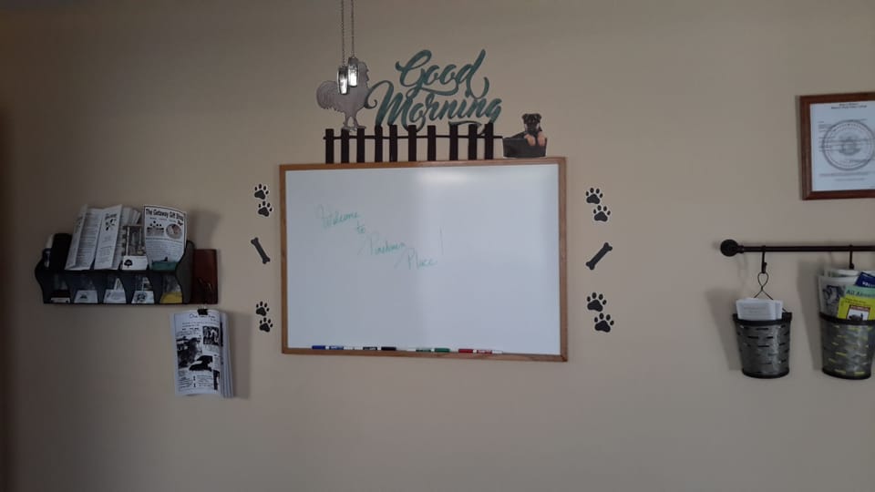 Information board in dog room