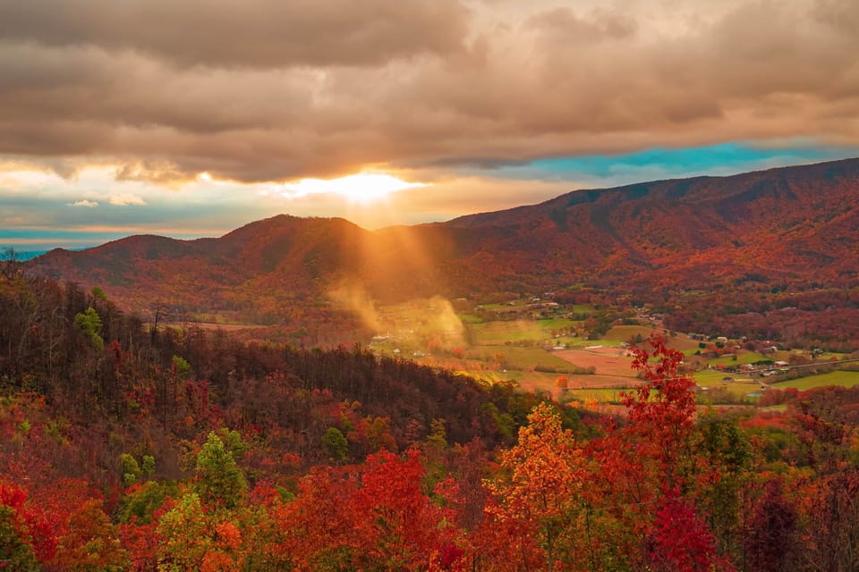 View of Wears Valley in the fall from first level at Tanasi Lodge..