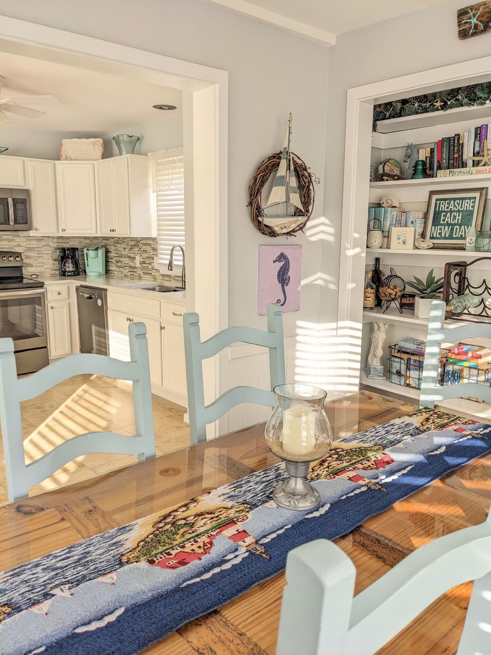 Looking from the breakfast nook into the kitchen.