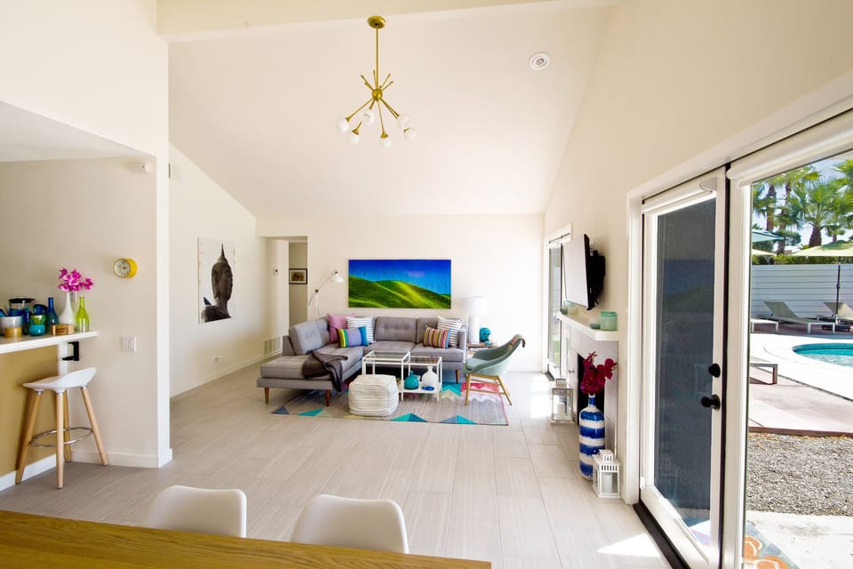 Vaulted ceilings in the living area