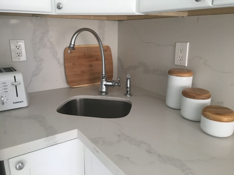 the kitchen white marble countertop