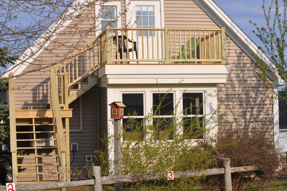 The new outside deck and fire escape is just off the bedroom.