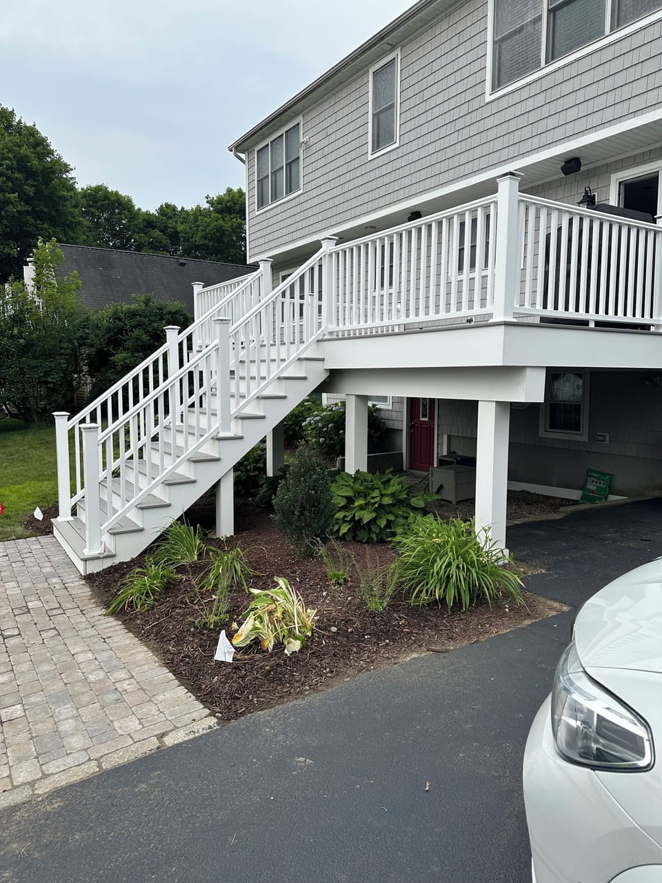 Newly constructed back deck, and beautiful fenced in backyard.