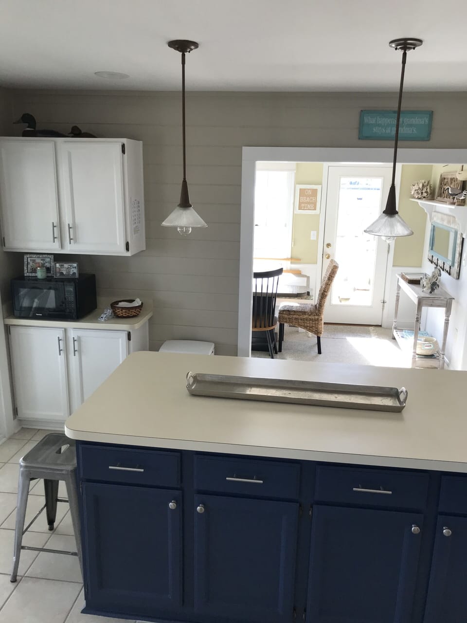 Kitchen view and looking into dining room