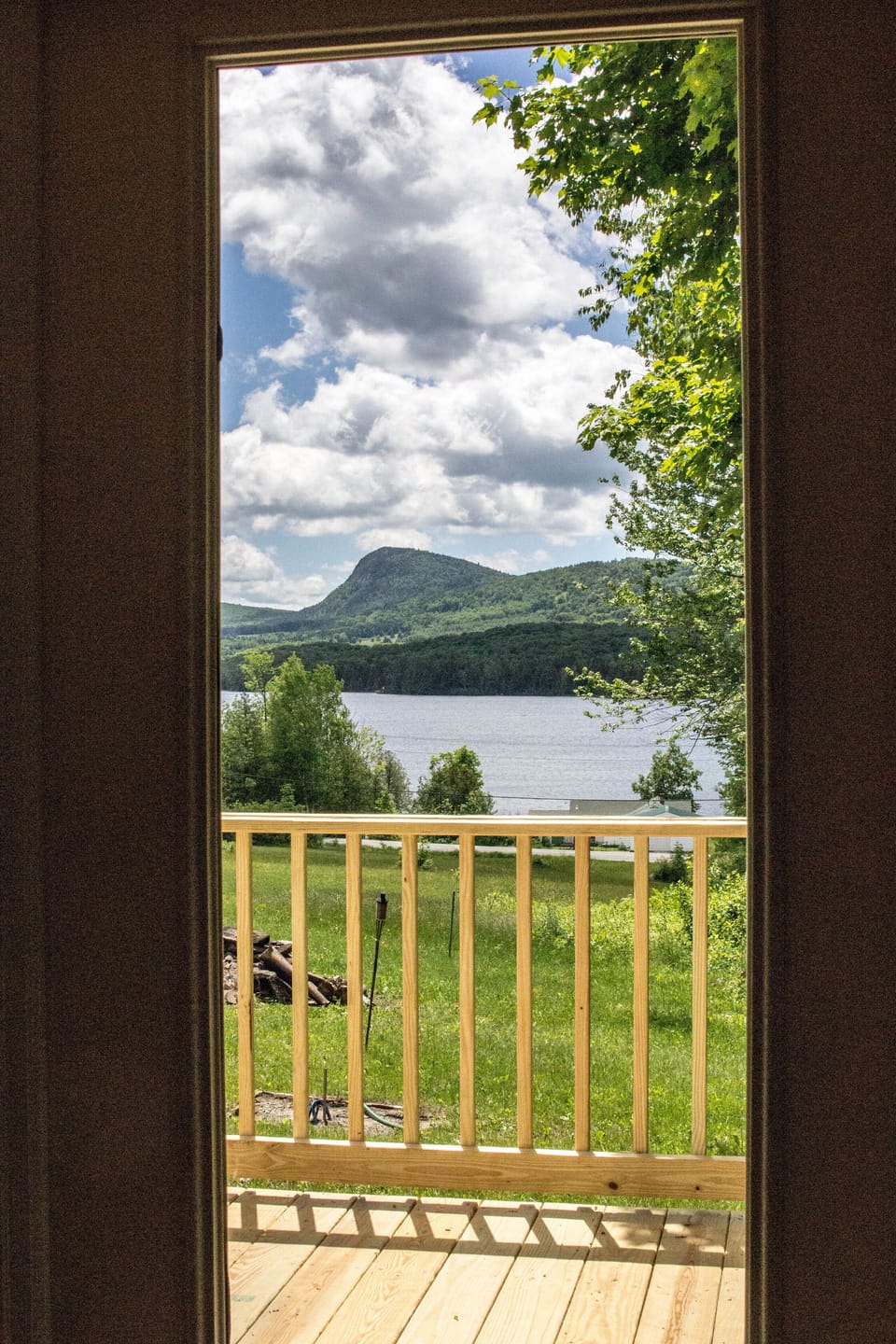 Gorgeous view through the french doors in the bunk room.