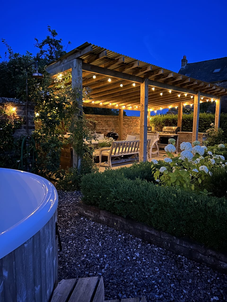 Hot tub in the walled garden
