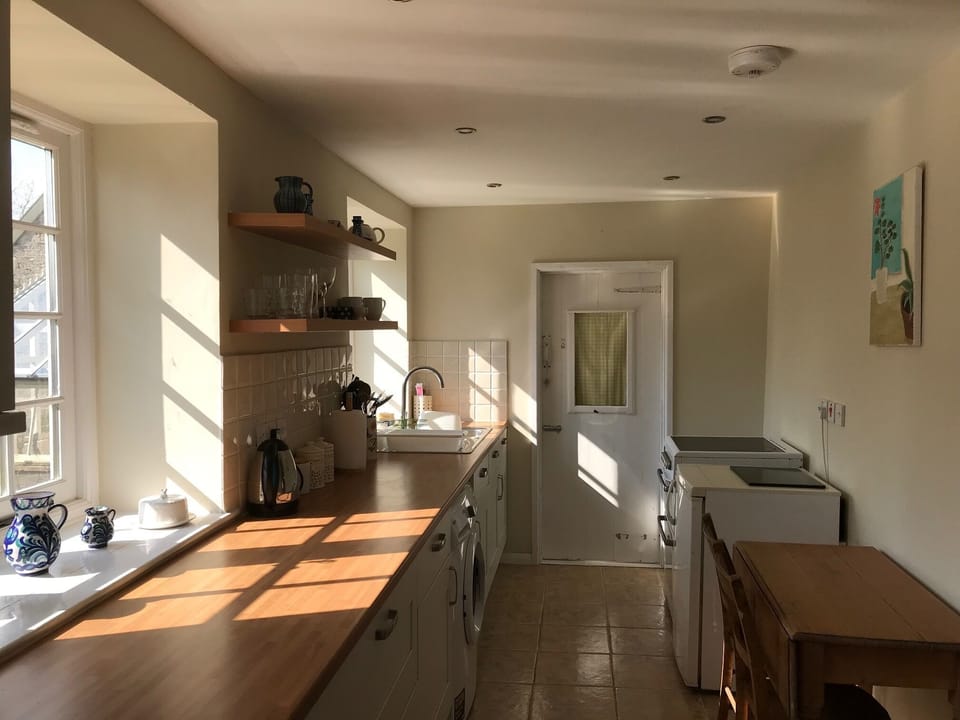 Sunny galley kitchen