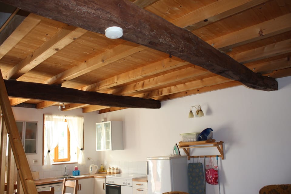 Original wooden beams downstairs