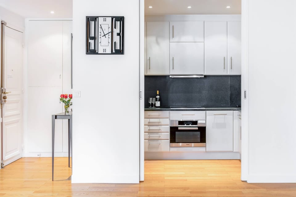 Kitchen with sliding doors