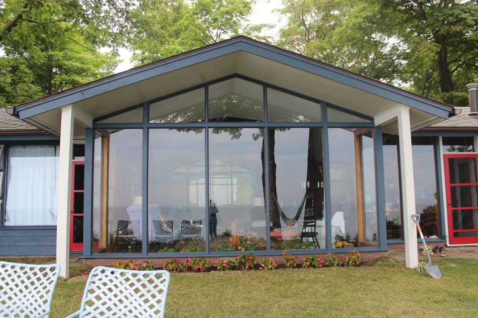 Looking at the front of the house - Terrace to right; Master bedroom to Left