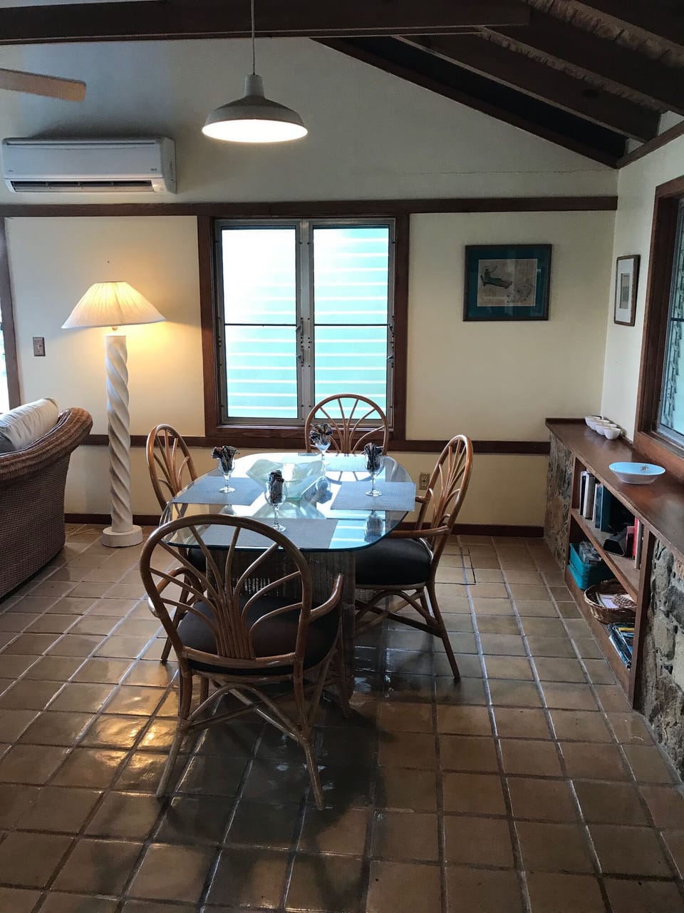 Dining area and library nook