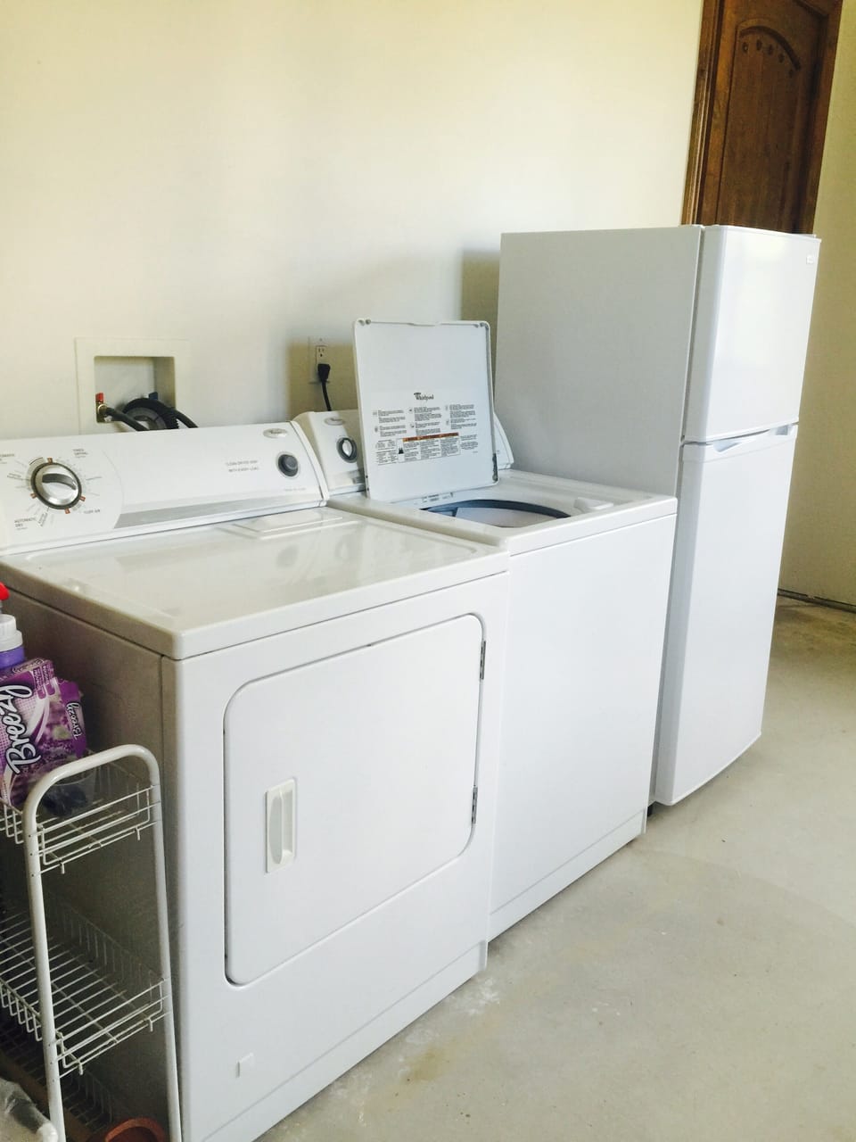 Washer, dryer, and larger refrigerator (for overflow) for guests use.