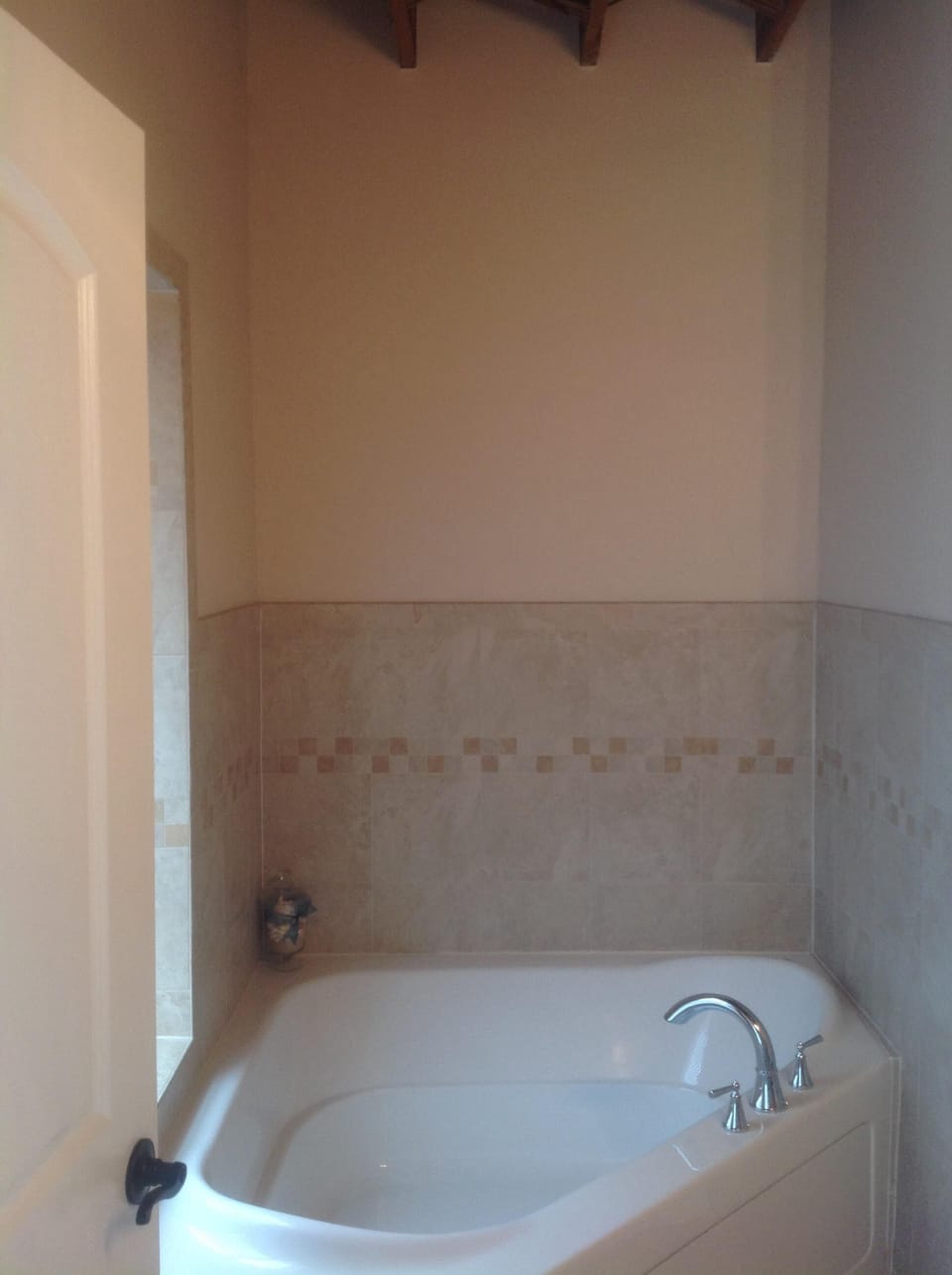 Large soaking tub in master bathroom