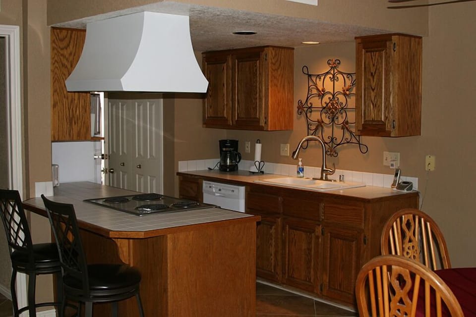Freshly painted, new tile accessories  in the kitchen area