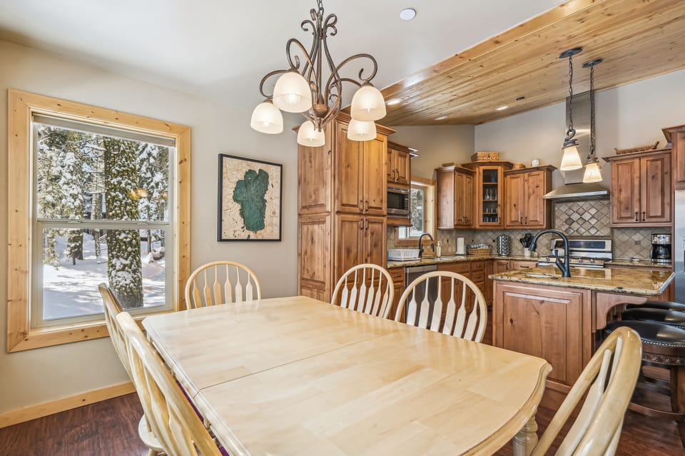 View from dining area into kitchen