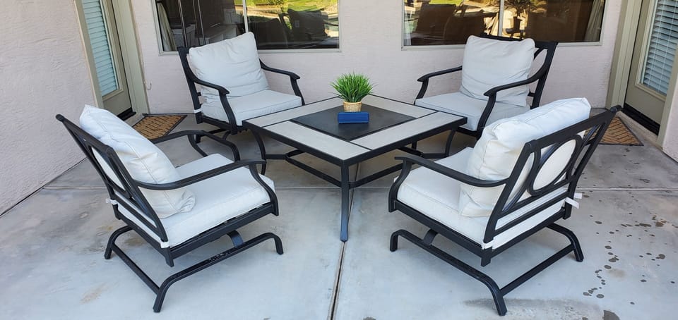 4 person conversational patio dining by the pool