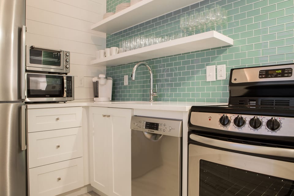 Downstairs kitchen- fully stocked.