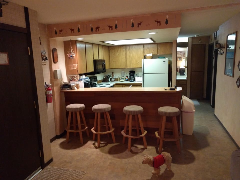 Kitchen has 2 microwave ovens; new flooring 12/2016.  Little dog is not included