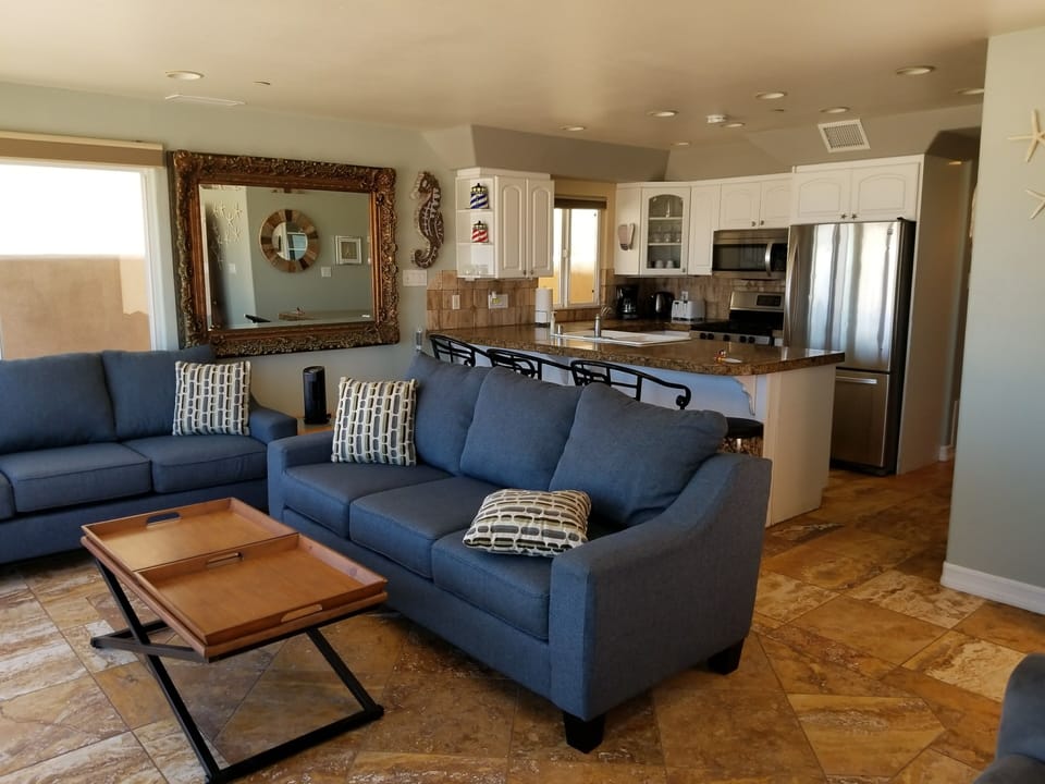 Unobstructed ocean view from living room & kitchen
