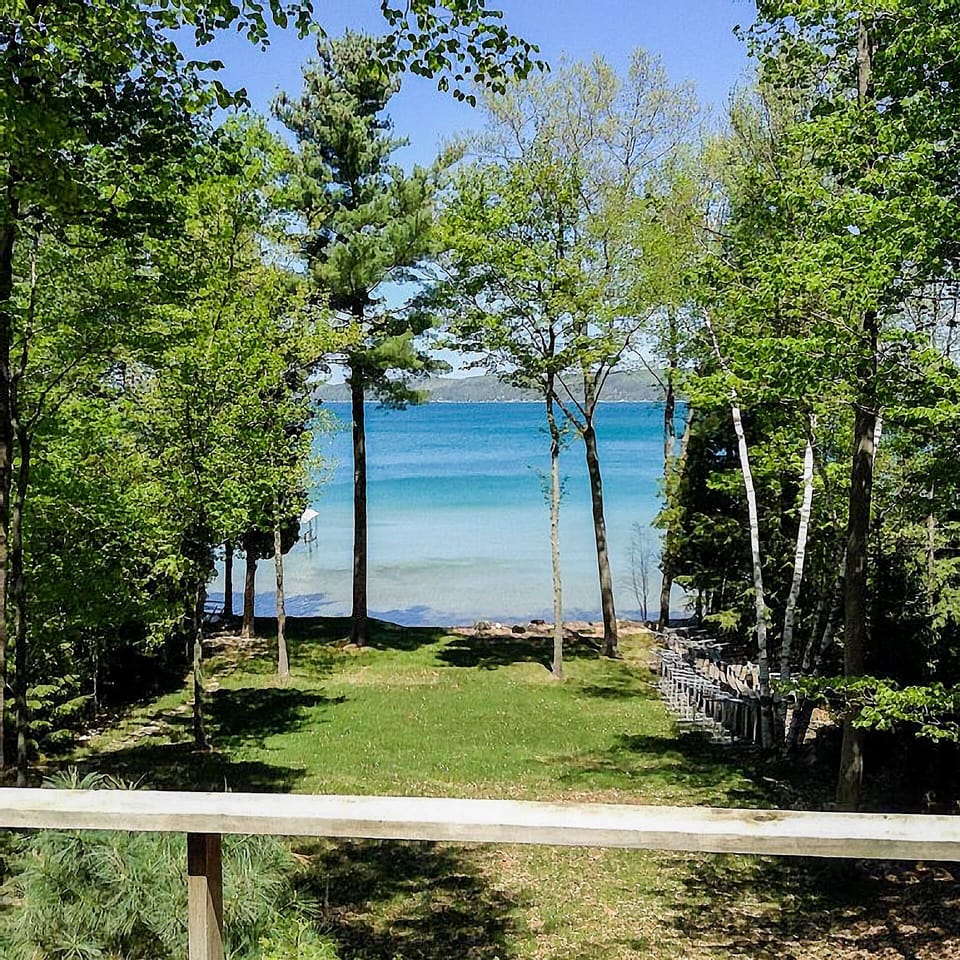 View of the beach from the cottage deck